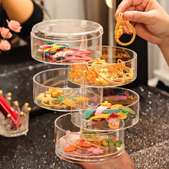 Jewelry Storage Box Makeup Organizer Storage Rack Bracelet Earrings Watch Rotating Plastic Storage Box Display Rack with Cover