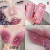YICKYUE - Mirror Juice Red Lip Gloss Water Light Clear Lip Glaze Waterproof Non Stick Liquid Lipstick Grayish Purple Cheek Tint Makeup