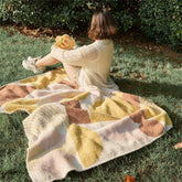 YICKYUE - Nordic Ins Style Half Side Velvet Bedroom Knitted Geometric Pattern Blanket Modern Simple Multifunctional Sofa Cover Blanket