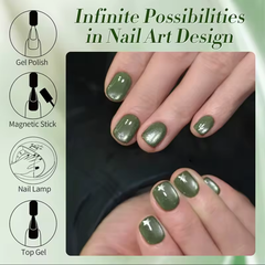 YICKYUE - 10ML 1-6PCS Green Glass Bead Cat Eye Gel Nail Polish Autumn Nails Whitening Nail Art Green Nails Christmas Nails Nail Stuff
