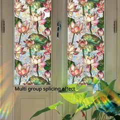 YICKYUE - Vibrant for Lotus Flower Window Cling - 17x39.37 Inch, Double-Sided Privacy Sticker with Mosaic Effect, Electrostatic No-Residue PVC Film for Home & Office Use, Waterproof & Mildew Proof, Home Window Treatment | V