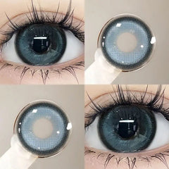 YICKYUE - 2pcs Korea Nature Fashion Colored Contact Lenses with Myopia Diopter Eyes Blue Eye Lenses Beauty Pupil New Fast Shipp