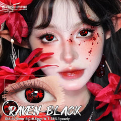 YICKYUE 1 Pair Halloween Color Contact Lenses for Eyes Cosplay Lenses Anime Lenses Black Eye Lens White Lenses Crazy Red Lens