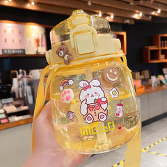 Yickyue Double Drinking Cup Large-capacity Summer Water Bottle Portable High-value Big Belly Cup Strap Cute Children's Water Bottle