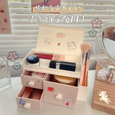 Creative Cute Desktop Storage Box Organizer Plastic Drawer Office Home Cosmetic Box Student Makeup Brush Storage Box Kawaii