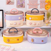 Kawaii Lunch Box For Girls Women Cute Plastic Picnic Bento Box Microwavable Portable Food Container For Adults Work Kids School