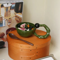 YICKYUE- Hand-Hold Irregular Ceramic Yogurt Bowl and Coffee Cup Korean Breakfast Cup Milk Tea Cup