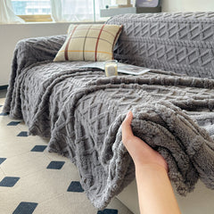 YICKYUE - Super Warm Blanket for Sofa Coral Fleece Sofa Blanket Towel for Winter Soft Thick Couch Cover for Living Room 1/2/3/4 Sofa Cover