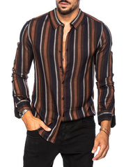 Hearujoy Vintage Men's Striped Shirt Long sleeve Slim Fit Lapel Tops Spring Autumn Fashion Trend Shirts For Men Clothing Streetwear