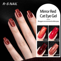 YICKYUE - 10ml Cherry Ruby Red Cat Eye Gel Nail Polish Red Wine Magnetic Gel Polish Soak Off UV LED Glitter Cateye Nail Varnish Gel
