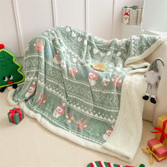 YICKYUE - Christmas Blankets Holiday Throw Blanket Xmas Winter Cozy Warm Flannel for Chair Couch Bed Farmhouse Photoshoot Props Decoration