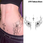 YICKYUE - Temporary Tattoos Sexy American Dark Spider Cross Herbal Juice Tattoo Applying Belly Waterproof Legs Fake Tattoo