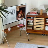 YICKYUE - Mobile TV Stand Rolling TV Cart Floor Stand with Mount Corner TV Stand with Wooden Storage Shelves for Livining Room Shelf
