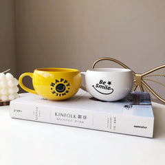 Japanese Smiley Face Cup Smiley Face Ceramic Cup Spherical Mug Milk Breakfast Cup