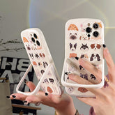 Korean cute Cartoon Dog Rabbit chair bracket soft case for iPhone 13 12 11 Pro Max X XS XR lovely Folding stand cover shockproof