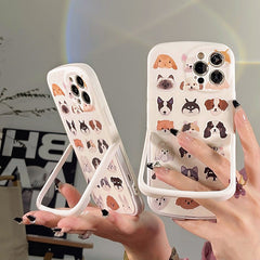 Korean cute Cartoon Dog Rabbit chair bracket soft case for iPhone 13 12 11 Pro Max X XS XR lovely Folding stand cover shockproof