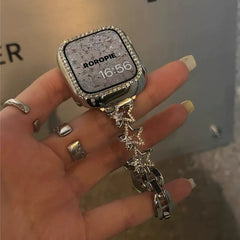 YICKYUE - Luxury Diamond Band For Apple Watch Band 49mm 41mm 40mm 44mm 42mm Star Metal Women Bracelet Strap For iWatch 9 SE 8 7 6 se 5 4 3