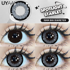 YICKYUE - 15mm Big Diameter Black Lenses 14.5mm Lenses Colored Contact Lenses for Eyes Big Eye Lenses Natural Look Lenses
