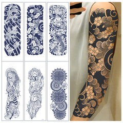 YICKYUE - Semi Permanent Juice Ink Tattoo Stickers Natural Herbal Waterproof Men's Full Arm Sleeve Long-lasting Premium Wave Totem Dragon