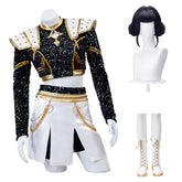 YICKYUE Zoey Cosplay Costume Wig Shoes Black Coat Singing Suit Song-Promotion Costume Women Halloween Party Role Playing Outfit