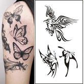 YICKYUE - Waterproof Temporary Tattoo Sticker Black Butterfly Cherry Blossom Bird Flower English Letters Body Art Tatoo Sticker Fake Tatto