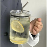 Yickyue 1L Drinking Glass Tumbler With Lid And Straw Glass Coffee Cup Glass Mug Milk Juice Cup Transparent Cup Juice Mocha Cups