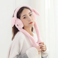 Cute jumping Earmuffs Rabbit Moving Ears Airbag Hat Warm Funny Toy Cap Plush Toy Headphones Children Christmas Gift for Children