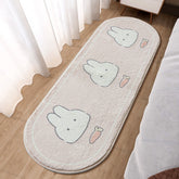 Yickyue Cartoon Faux Lamb Wool Bedroom Bedside Rugs Lovely Rabbit Pink Bed Area Carpet Soft No Icy Feet for Girls Children Bed Room Rug