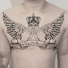 YICKYUE - Wings Skull Cross Tattoo Sticker Men and Women Back Chest Waterproof Flower Lion Body Art Fake Tattoo Cool Tattoo Sticker