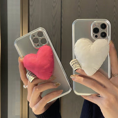 Ins Luxury 3D Flower Holder Case For iPhone 11 12 13 Pro Max X XS XR 7 8 Plus Down Jacket Stand Silver Plating MetalJacket Cover