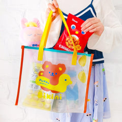 Korean Style Cute Girl Heart Bear Jelly Shopping Bag Student Make-up Bag Sundries Storage Bag