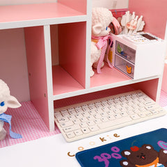 Ins Kawaii Desktop Bookshelf Simple Shelf Combination Cabinet Multifunctional Student Simple Dormitory Storage Rack Pink