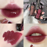 YICKYUE - Dark Purple Lip Gloss Water Light Long Lasting Clear Moisturize Mirror Pink Peach Lip Tint Non Stick Cup Liquid Lipstick Makeup