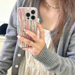 YICKYUE - Dopamine Colorful Stripe Sand Shiny Coque For Iphone 13Pro 15Pro 13 12 14 15 Pro Max 13Pro 15ProMax Ins Love Stars Phone Case