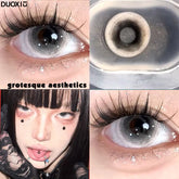 YICKYUE 1 Year 2Pcs New Cosplay Colored Contact Lenses Myopia Anime Cyber Gray Color Contacts with Power Foggy White Halloween