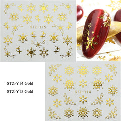 1pc Gold Silver Christmas Snowflake Nail Polish Stickers Winter Nail Art Decals Water Transfer Manicure Accesoires CHSTZ-YA-2