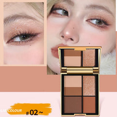 YICKYUE - 5-Color Eyeshadow Palette Glitter Earth Color Contouring Bronzer Pigment Shiny Matte Caramel Brown Color Eyes Makeup Pallete