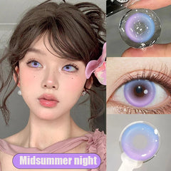YICKYUE - New 1 Pair Colored Contact Lenses with Degree Myopia Lenses Halloween Lenses Fashion Purple High Quality Beauty Pupil