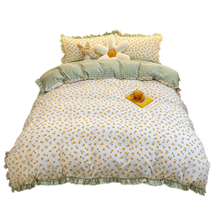 Four-Piece Bed Set Princess Style Nordic Style Washed Cotton Duvet Cover Bed Sheet Student Dormitory Three-Piece Set 4