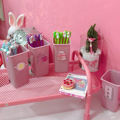 W&G Pen Holder Japanese Cute Pink Girl Heart Desktop Trash Can Storage Little Fairy Beautiful Girl Desktop Storage Bucket 2022