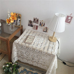 Korean Style White Lace Tablecloth Home Decoration Simple Coffee Table Tablecloth Background Cloth Sofa Back Towel