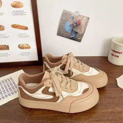 YICKYUE - Women's Retro Sports Shoes Thick Bottom Comfortable Casual Sneakers Spring Autumn New Style Mella White Shoes Rubber Sole