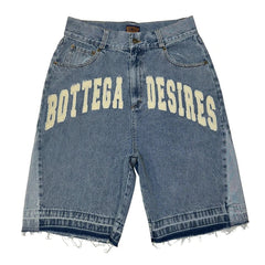 Hearujoy 90s Streetwear Y2K Retro Denim Shorts Washed Tassel Alphabet Embroidery Pattern Jorts Men Harajuku Hip Hop Trend Versatile Unisex Baggy Shorts