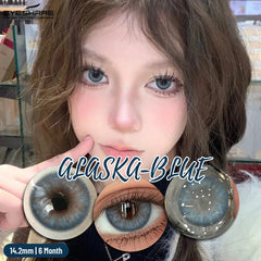 YICKYUE Color Contact Lenses for Eyes Natural Gray Beauty Pupils Eyes Lenses Brown Contacts 1 Pair Fashion Green 6month Pupilentes