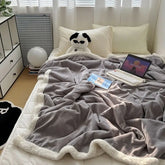 Yickyue Warm Autumn Blanket for Beds Double Lamb Fleece Plush Coral Velvet Bed Sheets Thin style Comfortable Sleeping Blanket For Home