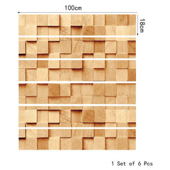 6Pcs/Set DIY Wood Cubic Decorative Stair Stickers Nordic Simple Waterproof Wall Stickers PVC Self-Adhesive Step Stickers