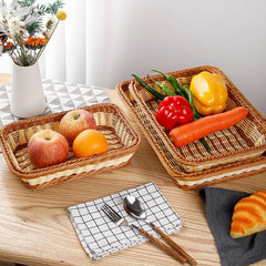 Hand-woven Basket Organizers Breadbasket Rangement Organisation Rattan Picnic Basket Storage Box Fruit Basket Imitation Rattan