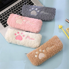 Kawaii Cat Claw Plush Pencil Case Pencil Eraser Ruler Stationery Storage Box Cute Makeup Brush Storage Bag School Supplies