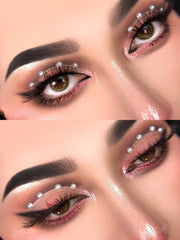 Yickyue 3D Eyes Face Temporary Tattoo White Pearl Dots Beauty DIY Body Art Decorations Festival Makeup Tools Nail Rhinestones Gems
