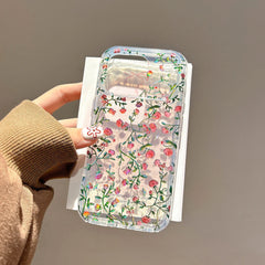 Lovely Flower Laser Glitter Phone Case for iPhone 14 15 16 16pro 16promax 17 17pro 17promax Shockproof Clear Anti-fall Cover